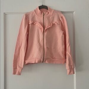 Janie and Jack Girls Pink Ruffled Zip-Up Sweatshirt - Size 7